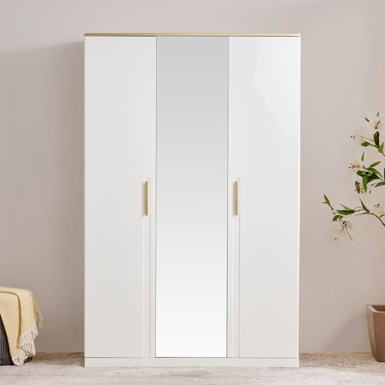 Senorita 3-Door Wardrobe with Mirror - Cream