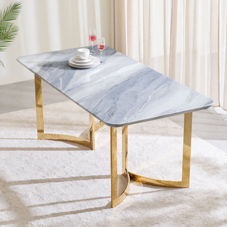 Vogue NXT Faux Marble Top 6-Seater Dining Table - Grey