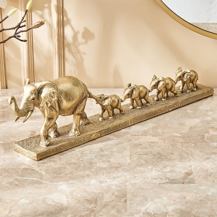 Jaguar Hedi Polyresin Elephant with Babies Figurine