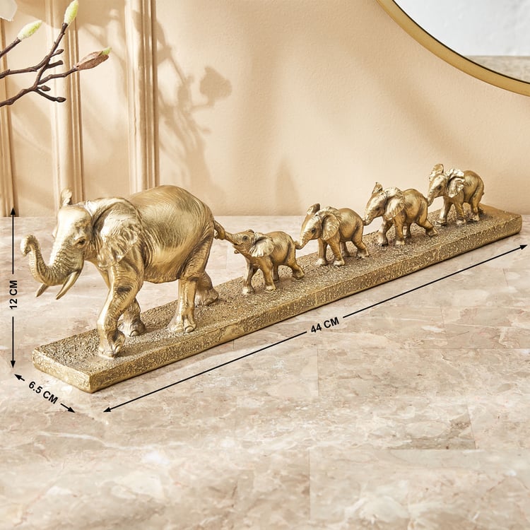 Jaguar Hedi Polyresin Elephant with Babies Figurine