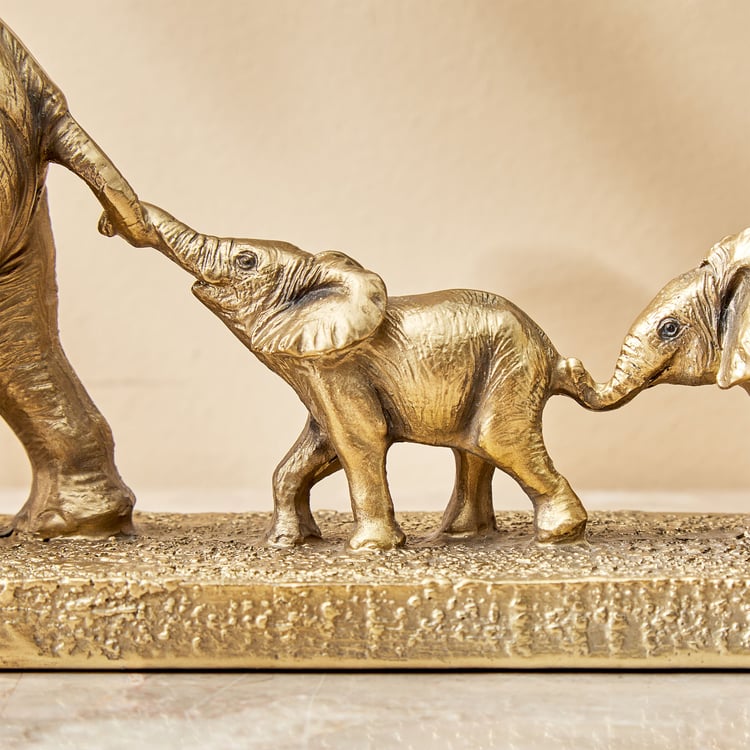 Jaguar Hedi Polyresin Elephant with Babies Figurine