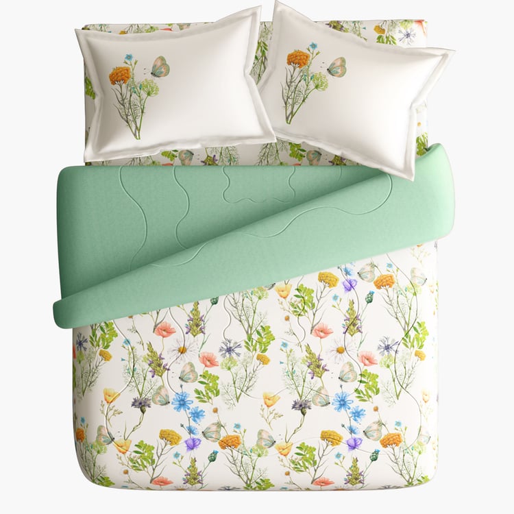 PORTICO Facets Cotton 4Pcs Printed Double Bed-In-A-Bag Set