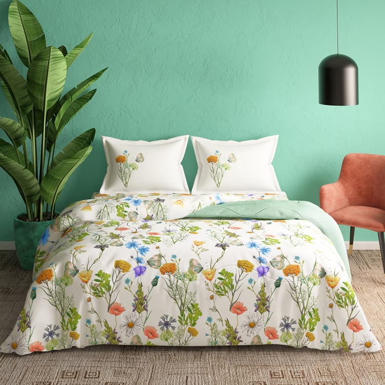 PORTICO Facets Cotton 4Pcs Printed Double Bed-In-A-Bag Set