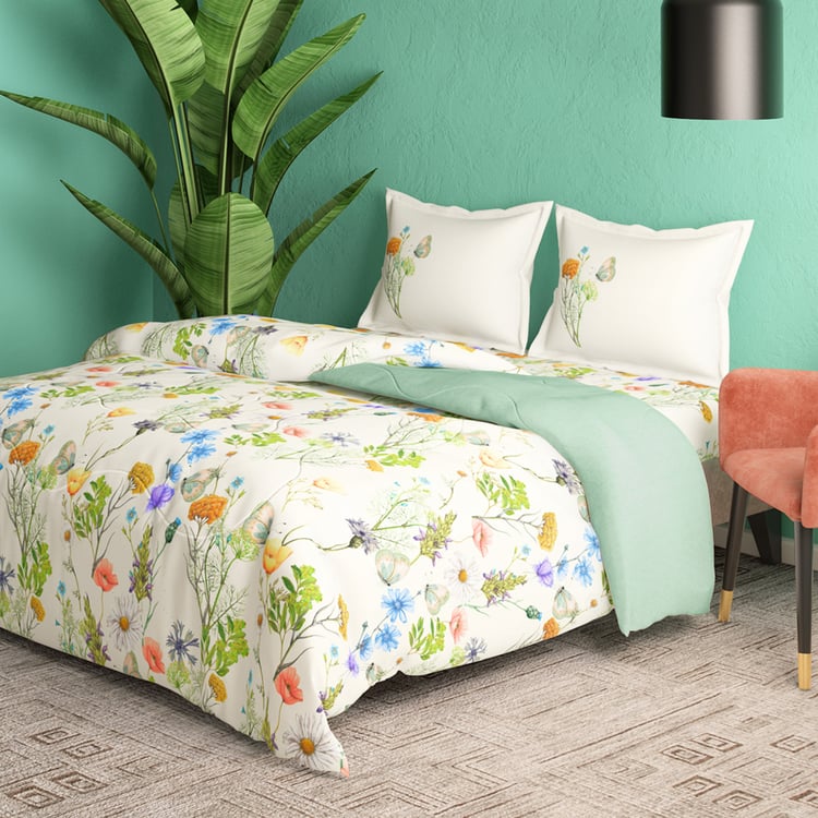 PORTICO Facets Cotton 4Pcs Printed Double Bed-In-A-Bag Set