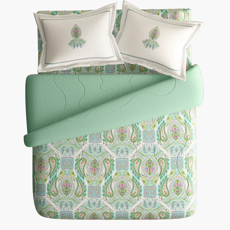 PORTICO Facets Cotton 4Pcs Printed Double Bed-In-A-Bag Set