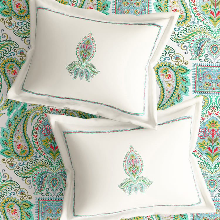 PORTICO Facets Cotton 4Pcs Printed Double Bed-In-A-Bag Set