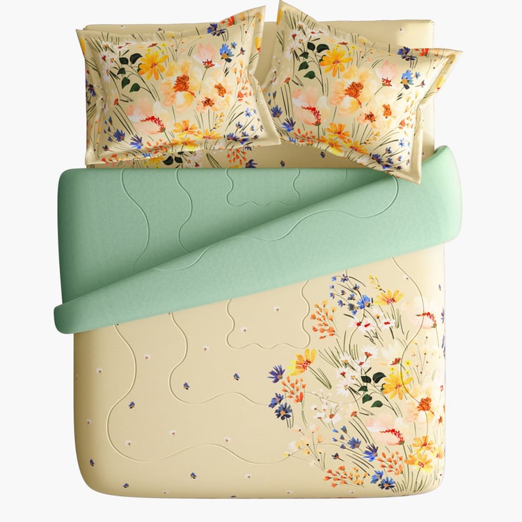 PORTICO Facets Cotton 4Pcs Printed Double Bed-In-A-Bag Set