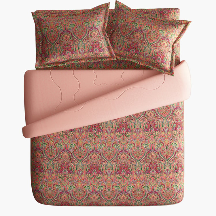 PORTICO Facets Cotton 4Pcs Printed Double Bed-In-A-Bag Set