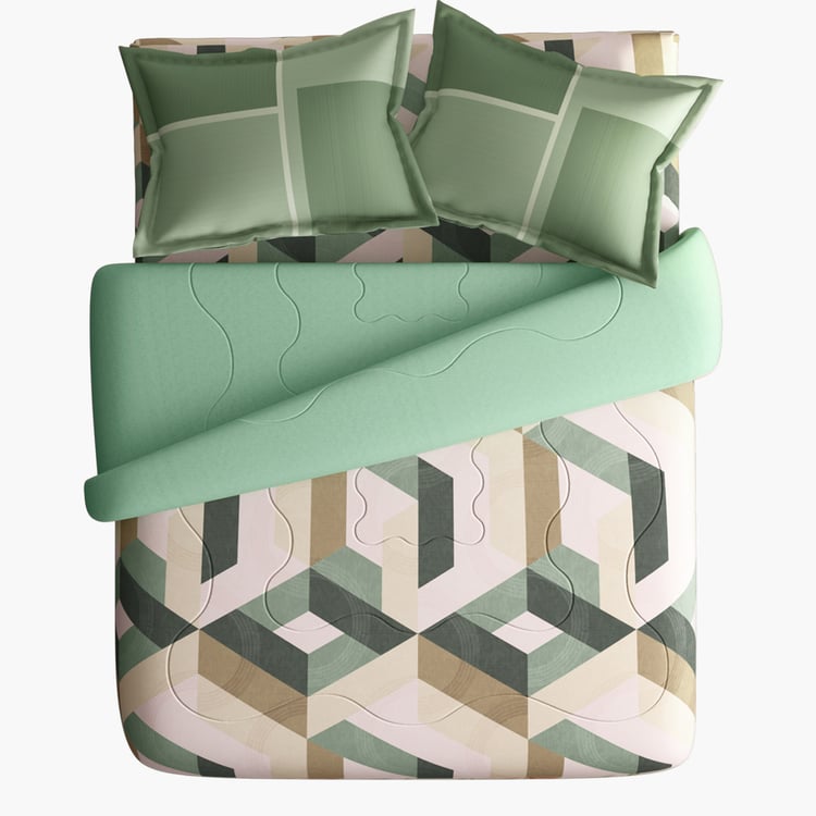 PORTICO Facets Cotton 4Pcs Printed Double Bed-In-A-Bag Set