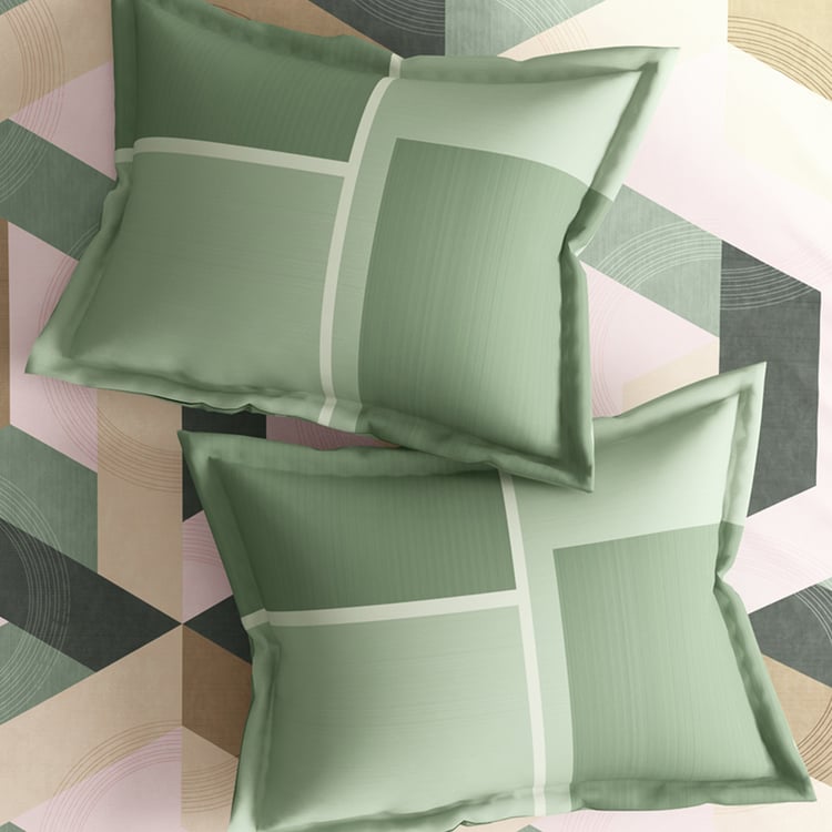 PORTICO Facets Cotton 4Pcs Printed Double Bed-In-A-Bag Set