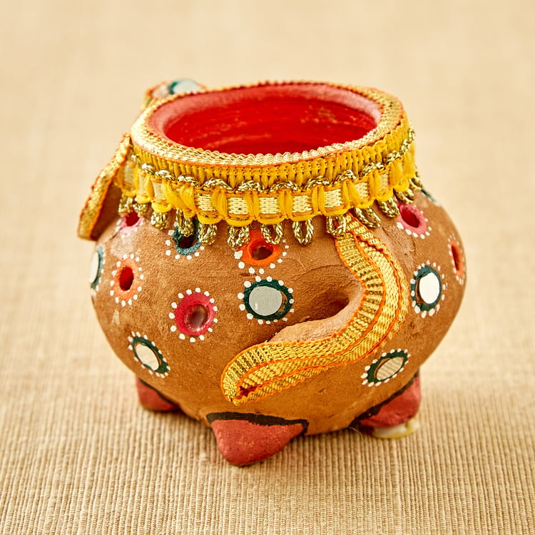 Utsav Set of 2 Clay Elephant Diyas