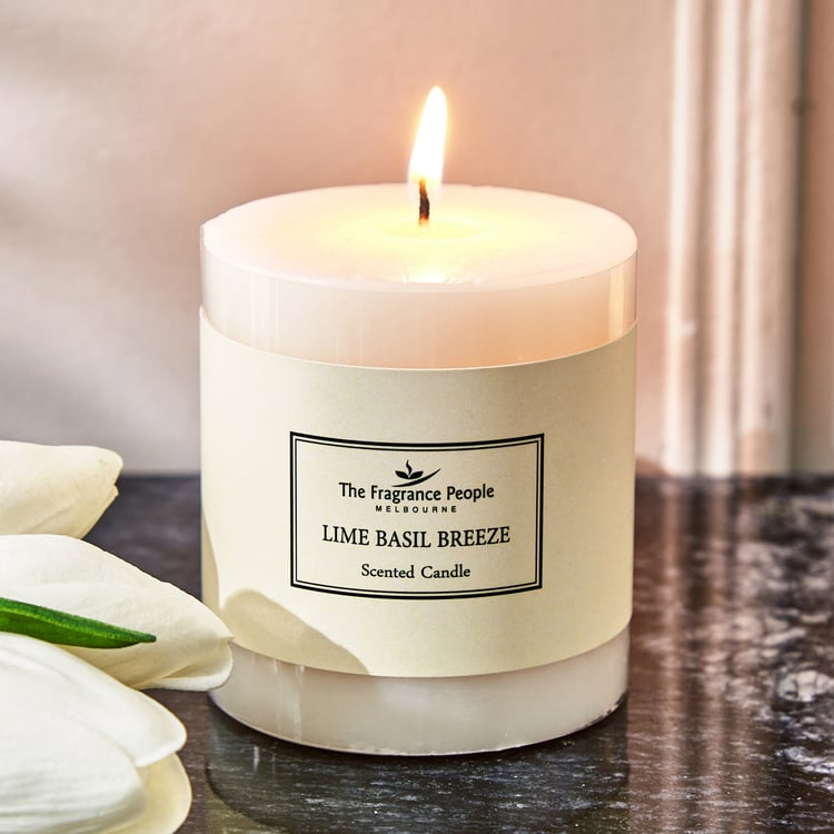 Boutique Lime Basil Breeze Scented Pillar Candle