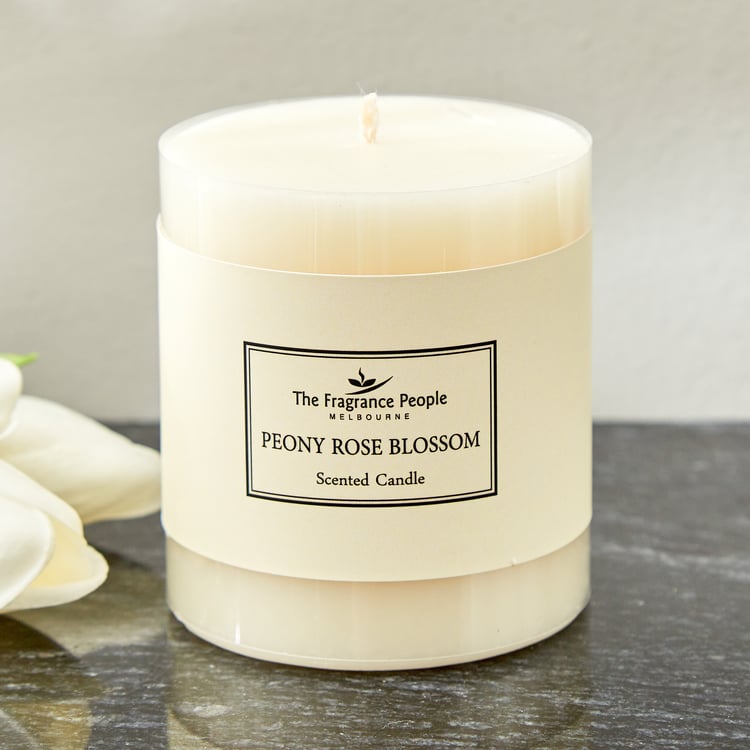 Boutique Peony Rose Blossom Scented Pillar Candle