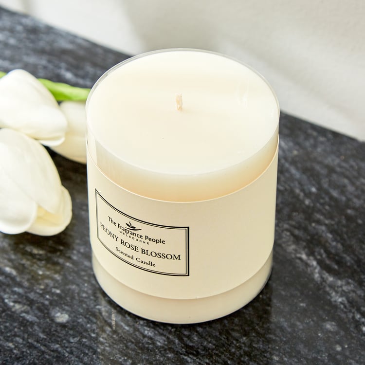 Boutique Peony Rose Blossom Scented Pillar Candle