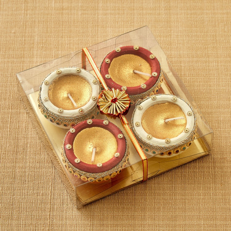 Utsav Set of 4 Clay Handi Diyas