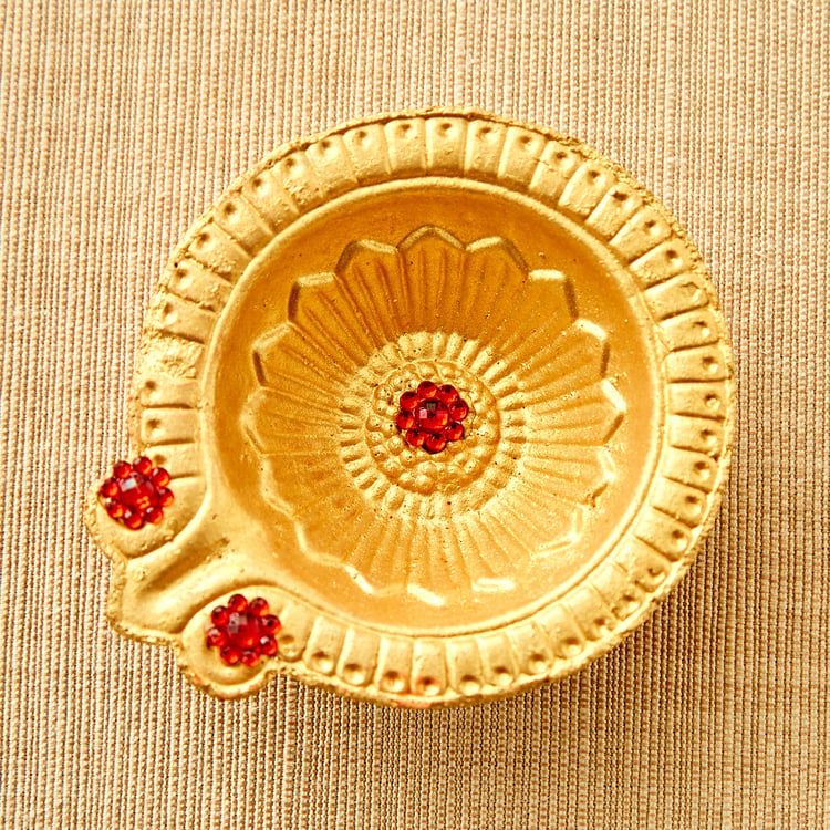 Utsav Set of 4 Earthen Clay Embellished Diyas