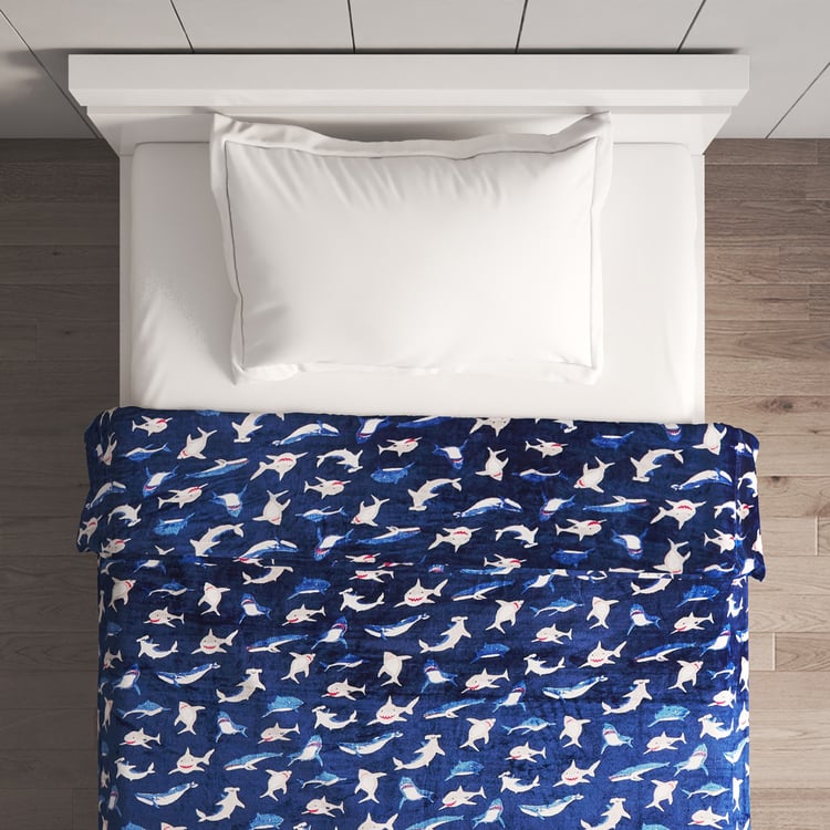 Slate Kids Story Shark Printed Single Blanket