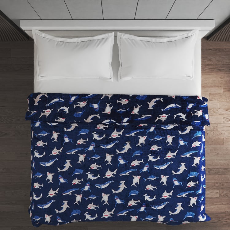 Slate Kids Story Shark Printed Double Blanket