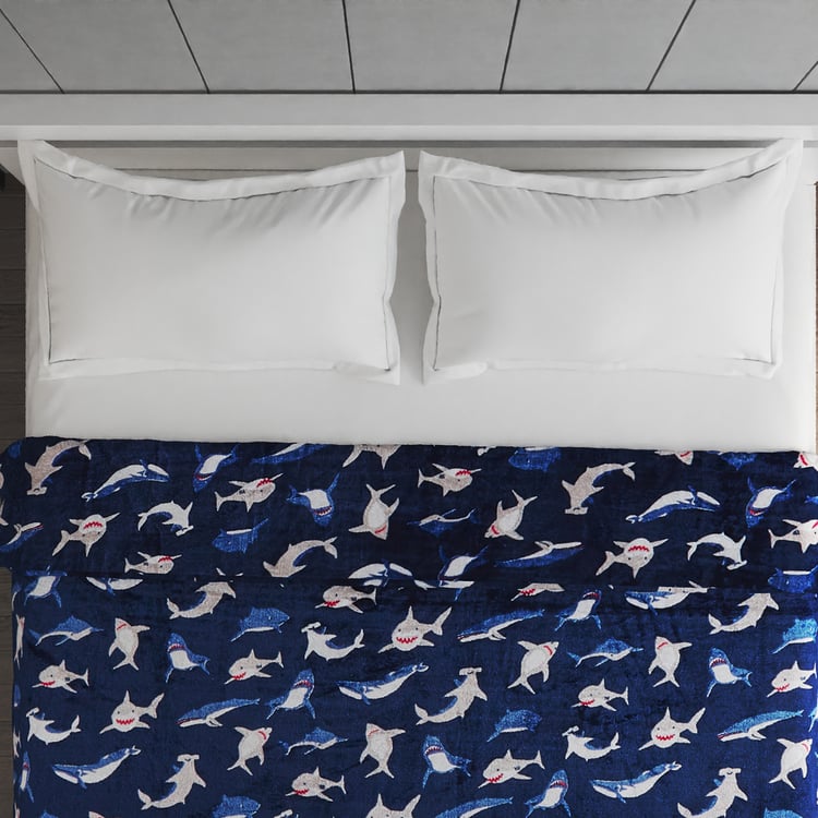 Slate Kids Story Shark Printed Double Blanket