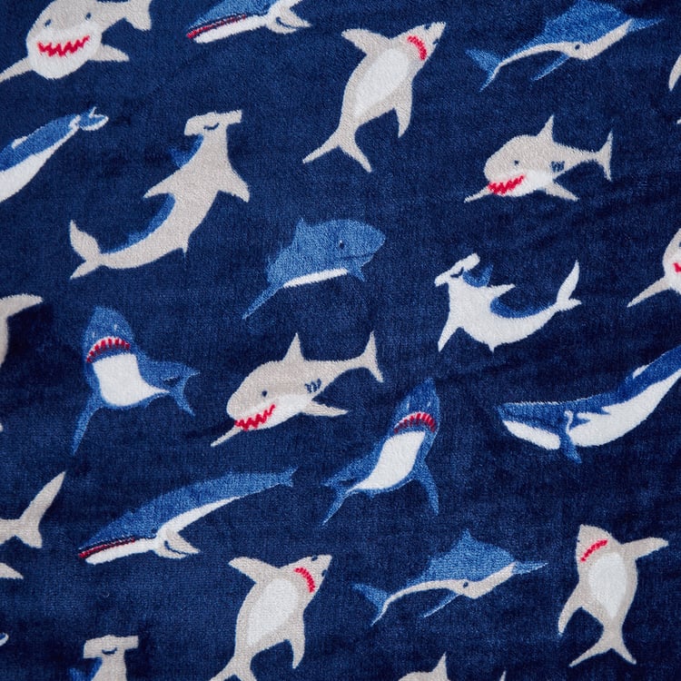 Slate Kids Story Shark Printed Double Blanket