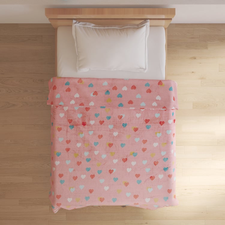 Slate Kids Hearts Printed Single Blanket