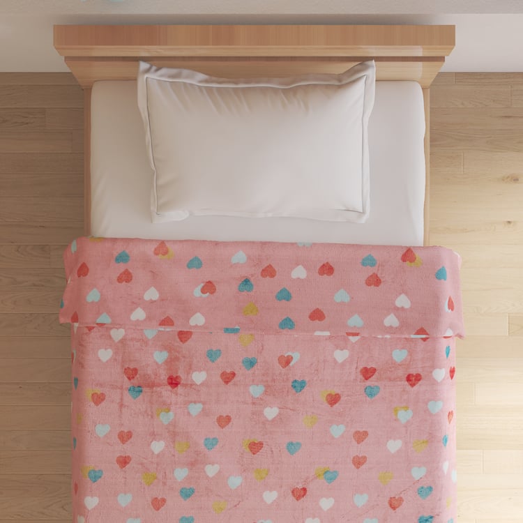 Slate Kids Hearts Printed Single Blanket