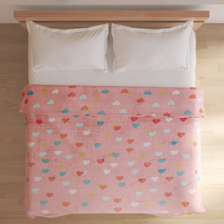 Slate Kids Hearts Printed Double Blanket