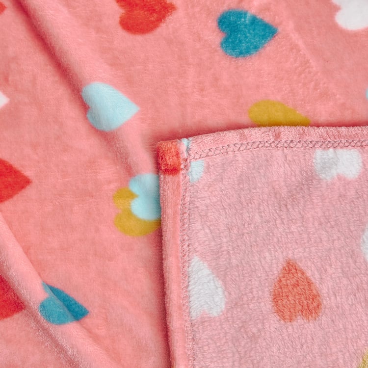 Slate Kids Hearts Printed Double Blanket