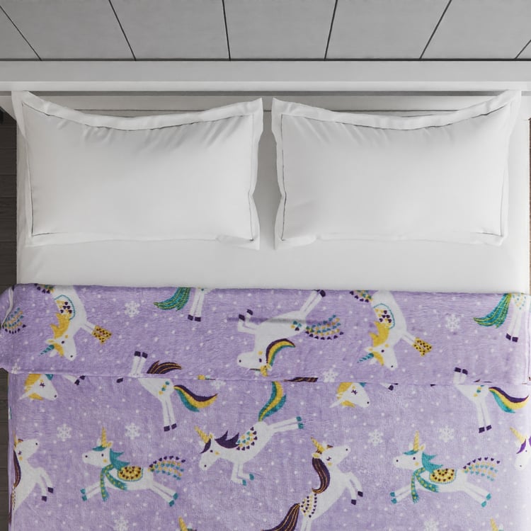 Slate Kids Story Unicorn Print Double Blanket