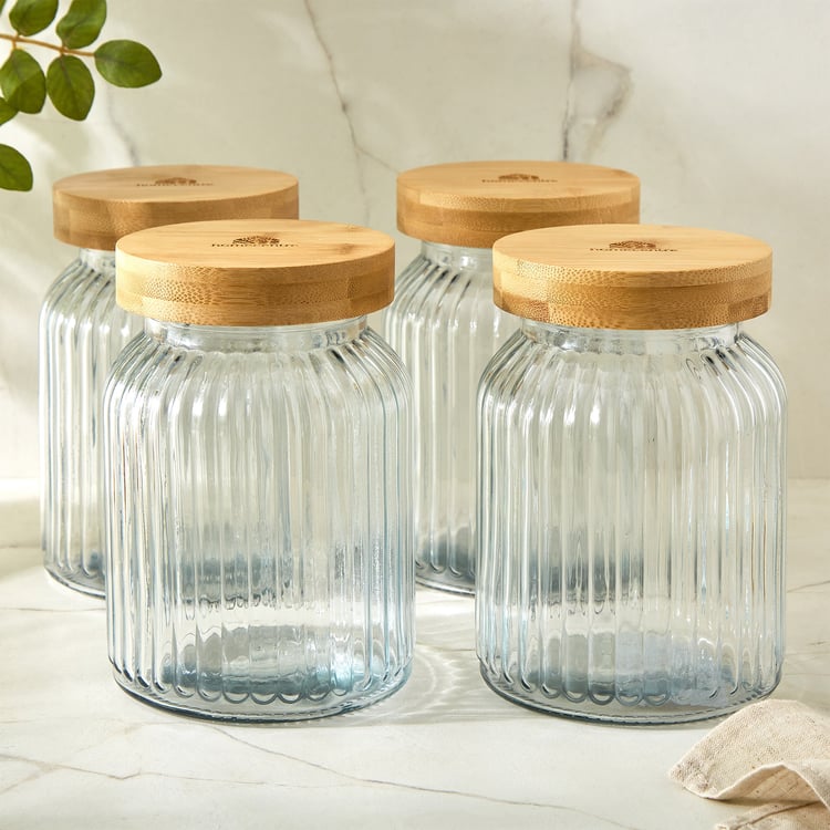 Vamos Prague Set of 4 Glass Storage Canister - 1L