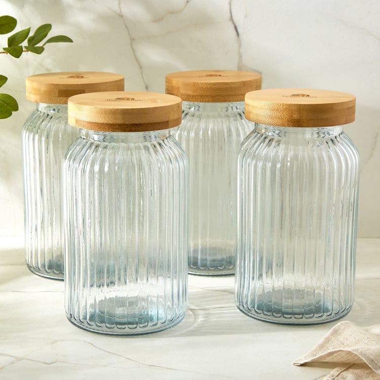 Vamos Prague Set of 4 Glass Storage Canister - 1.3L