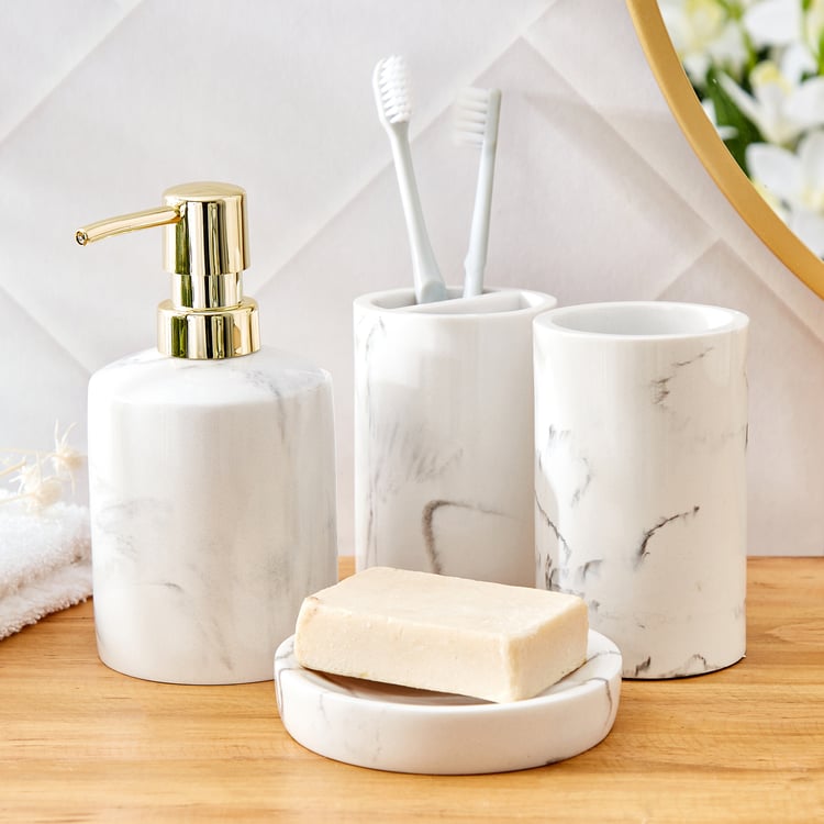 Aubree Marbel Polyresin Tooth Brush Holder