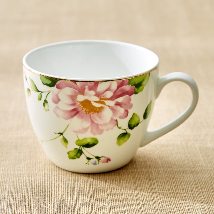 Lucas Hollyhock Bone China Printed Cup and Saucer - 210ml