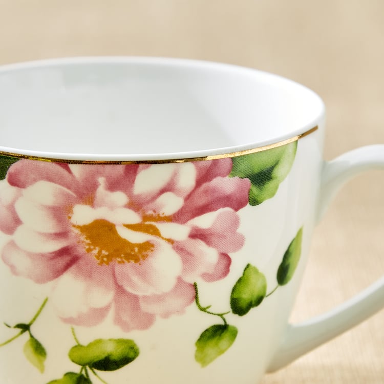 Lucas Hollyhock Bone China Printed Cup and Saucer - 210ml