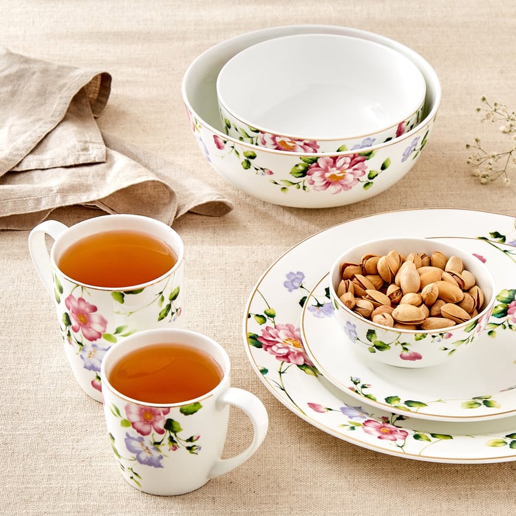 Lucas Hollyhock Bone China Printed Cereal Bowl - 600ml