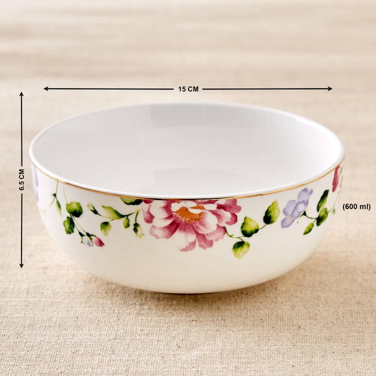 Lucas Hollyhock Bone China Printed Cereal Bowl - 600ml