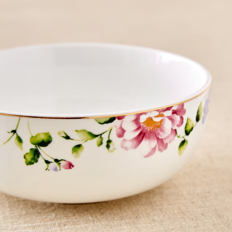 Lucas Hollyhock Bone China Printed Cereal Bowl - 600ml