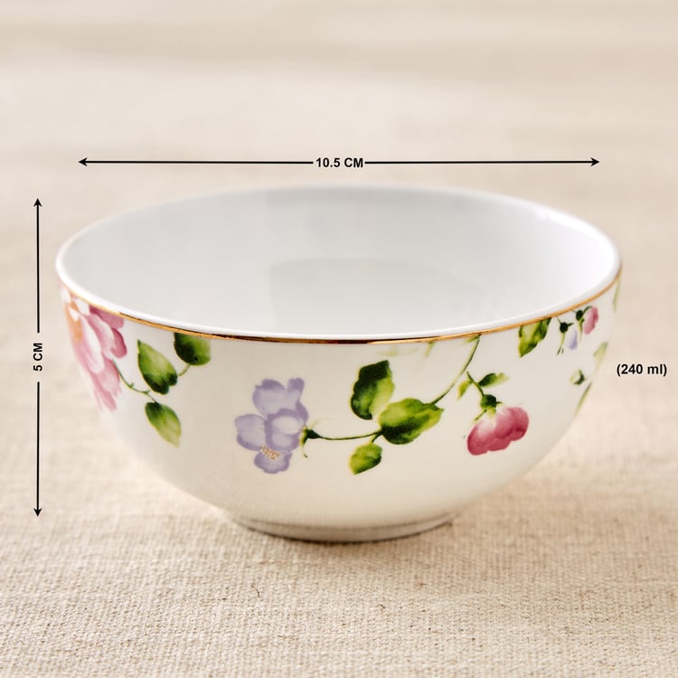 Lucas Hollyhock Bone China Printed Katori - 240ml