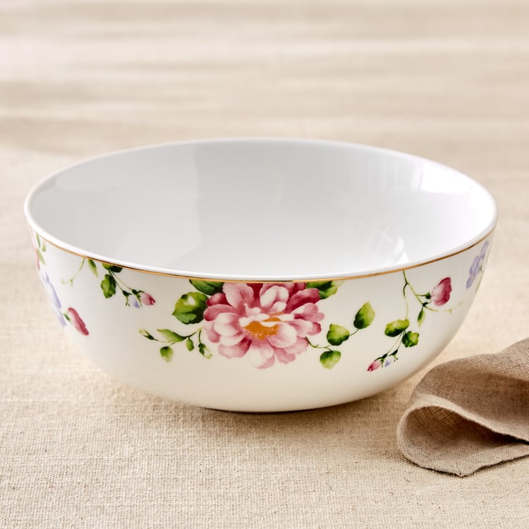 Lucas Hollyhock Bone China Printed Serving Bowl - 1.21L