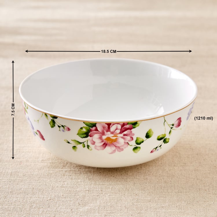 Lucas Hollyhock Bone China Printed Serving Bowl - 1.21L