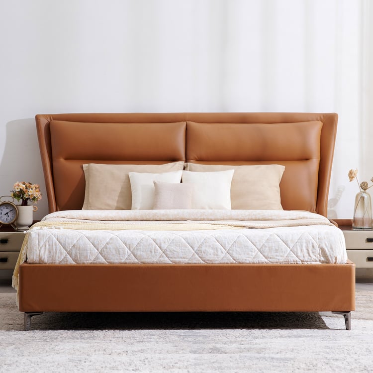 Tiffany Hazel Faux Leather King Bed - Brown