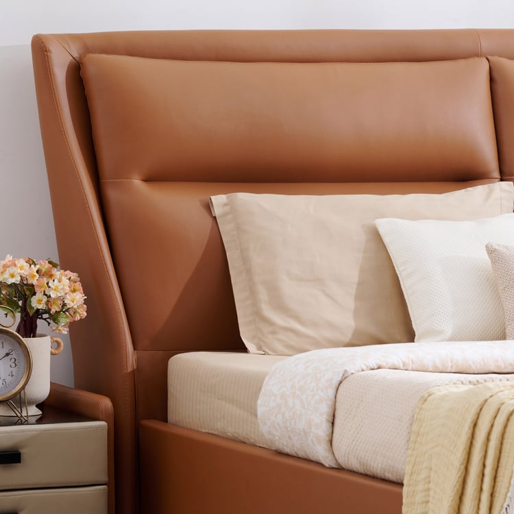 Tiffany Hazel Faux Leather King Bed - Brown