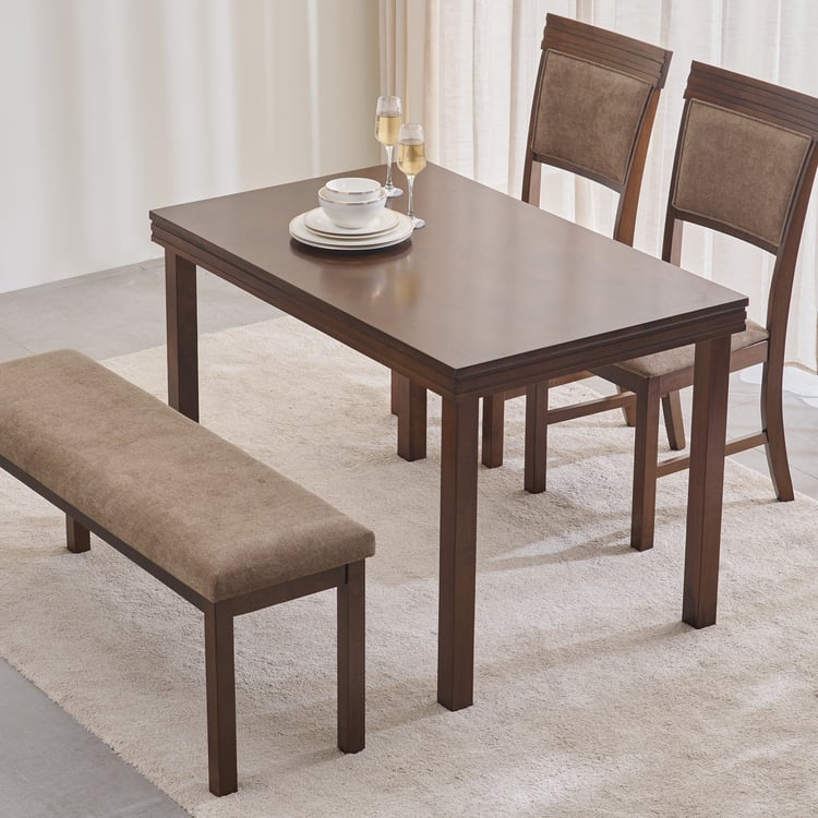 Hercules Solid Wood 4-Seater Dining Table - Walnut