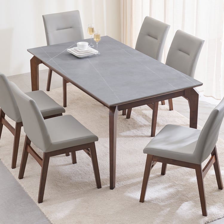 Falcon Ceramic Top 6-Seater Dining Table - Grey