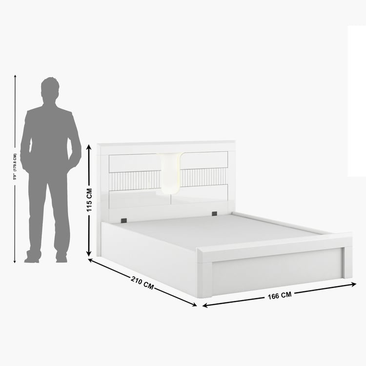 Helios Arctic Queen Bed with Hydraulic Storage - White