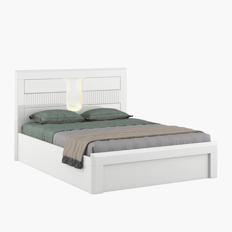 Helios Arctic Queen Bed with Hydraulic Storage - White