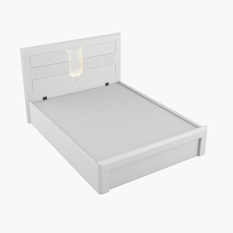 Helios Arctic Queen Bed with Hydraulic Storage - White