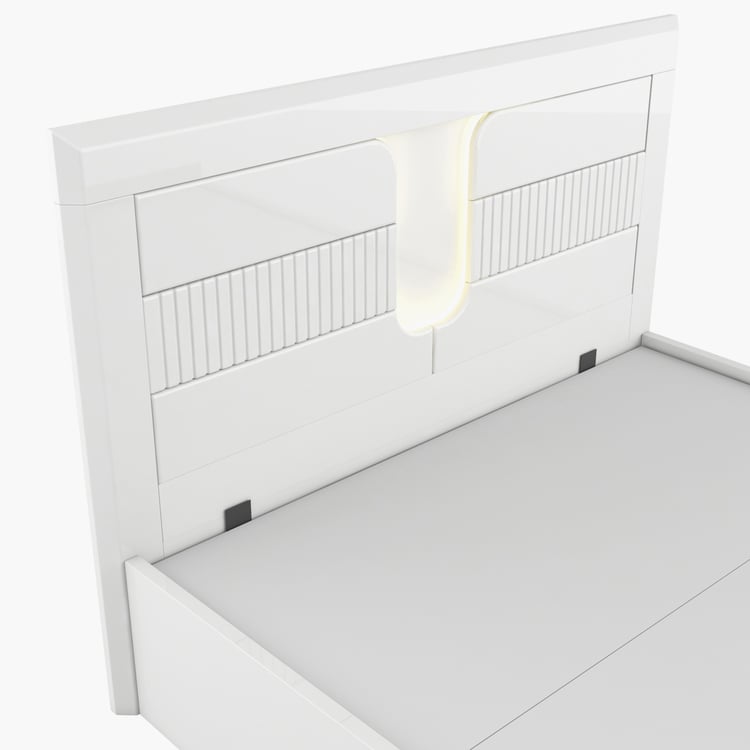 Helios Arctic Queen Bed with Hydraulic Storage - White