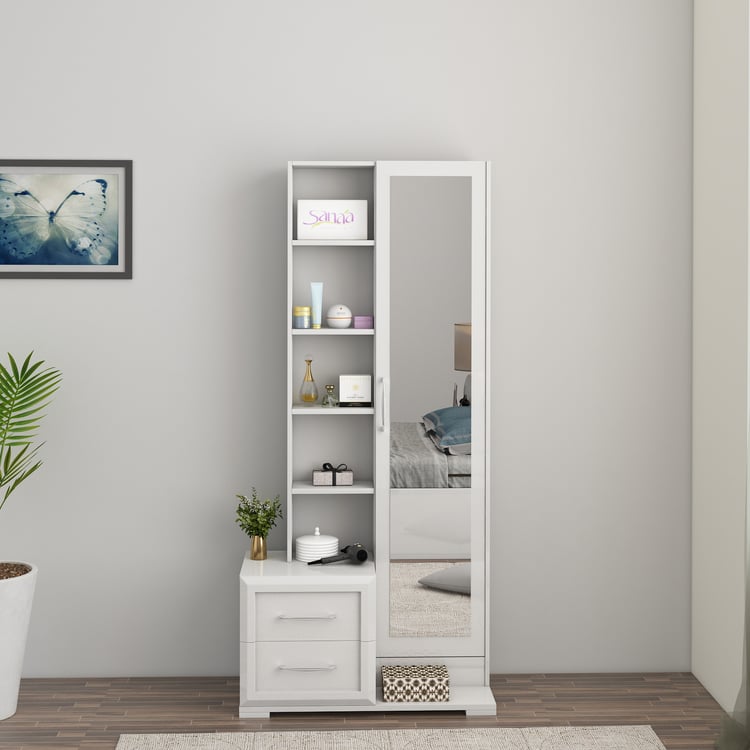 Helios Arctic Dresser Mirror with Drawers - White