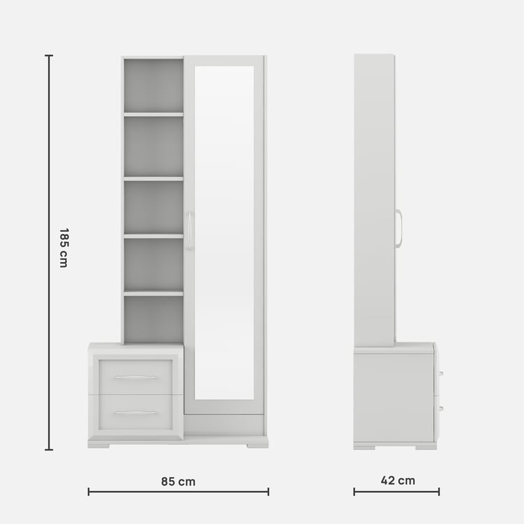 Helios Arctic Dresser Mirror with Drawers - White